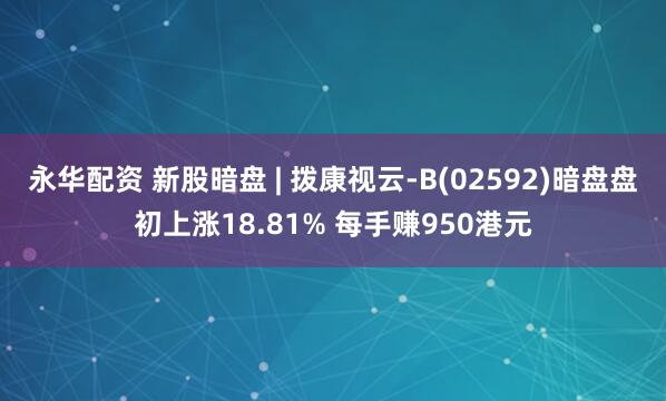 永华配资 新股暗盘 | 拨康视云-B(02592)暗盘盘初上涨18.81% 每手赚950港元